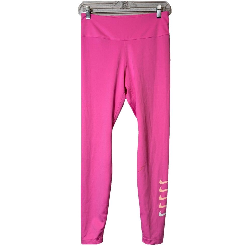 Nike Dri-Fit Swoosh Run Tight Leggings in Pink Glow 7/8 Length Women’s Sz M Flaw